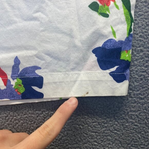 Womens Pull on Capri‎ Elastic Waist Red White Blue Floral Pants Large,Pockets - Picture 3 of 12